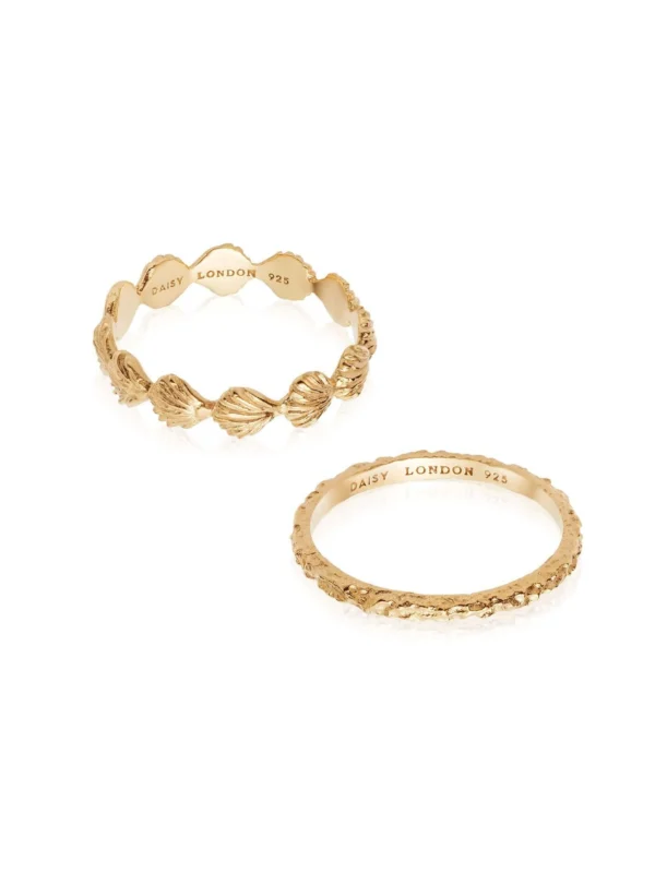 Daisy London Shell Ring Stack 18ct Gold Plate