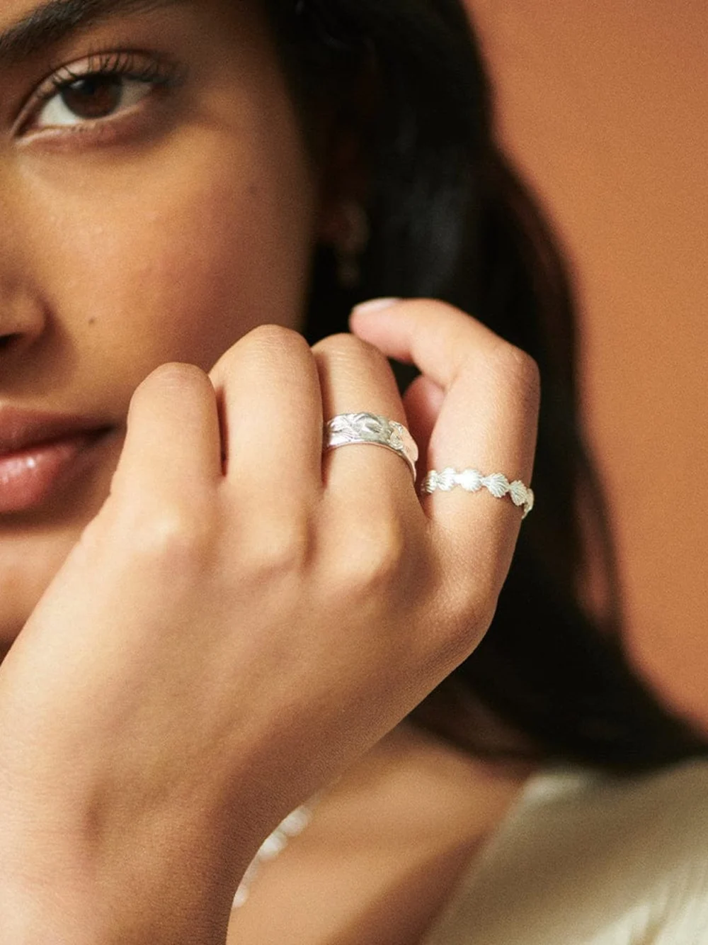 Daisy London Shell Stacking Ring Sterling Silver, view 4
