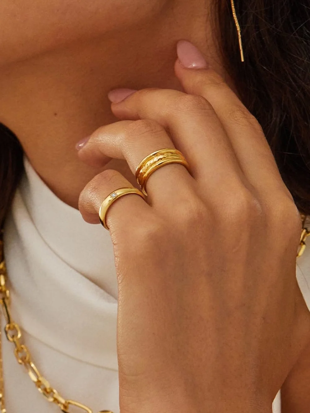 Daisy London Shining Star Stacking Ring 18ct Gold Plate, view 2