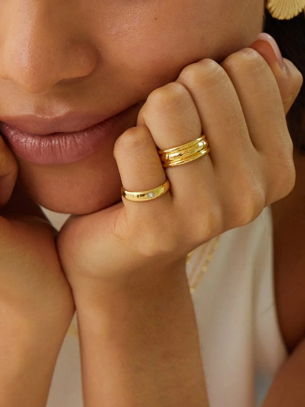 Daisy London Shining Star Stacking Ring 18ct Gold Plate, view 5