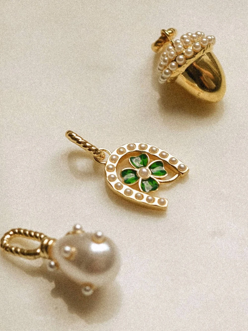 Daisy London Shrimps Acorn Charm Pendant 18ct Gold Plate, view 6