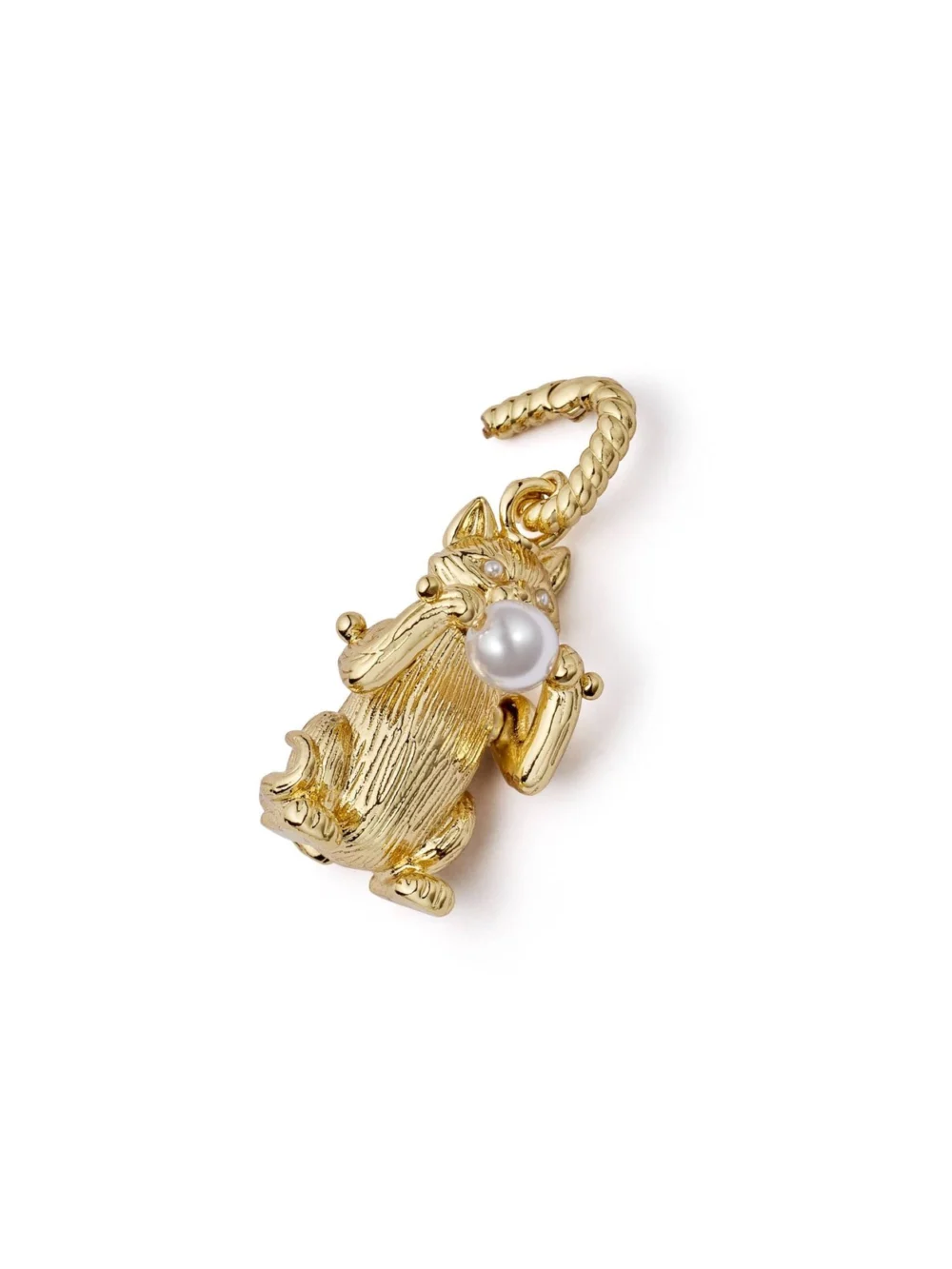 Daisy London Shrimps Cat Pearl Charm Necklace 18ct Gold Plate, view 3
