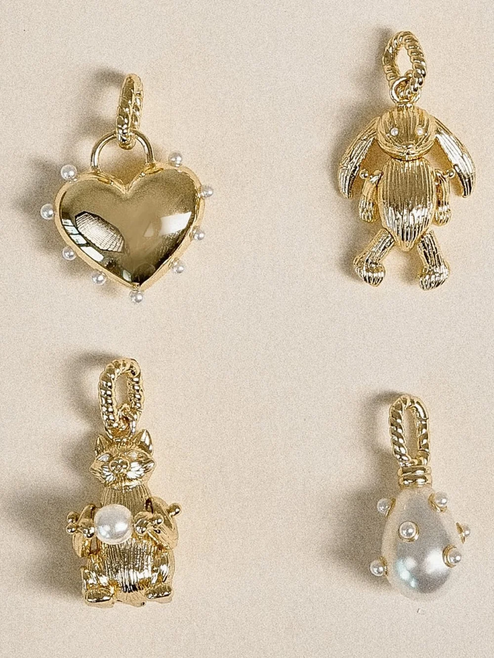 Daisy London Shrimps Cat Pearl Charm Necklace 18ct Gold Plate, view 4