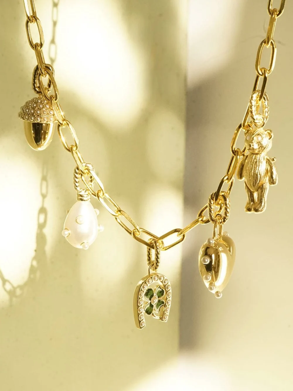 Daisy London Shrimps Charm Necklace Layering Set 18ct Gold Plate, view 3