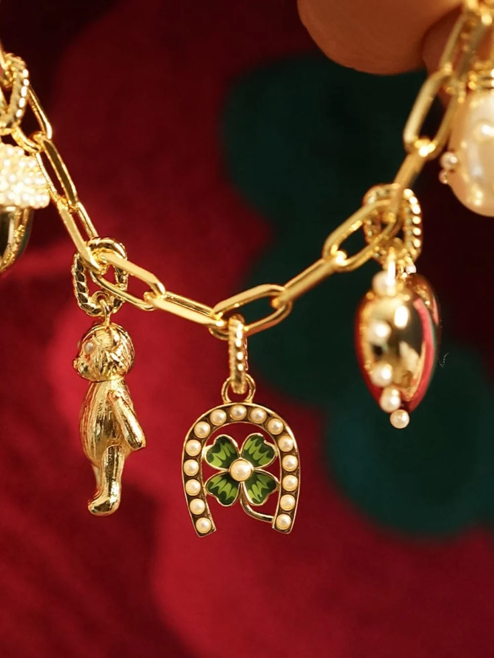 Daisy London Shrimps Charm Necklace Layering Set 18ct Gold Plate, view 4