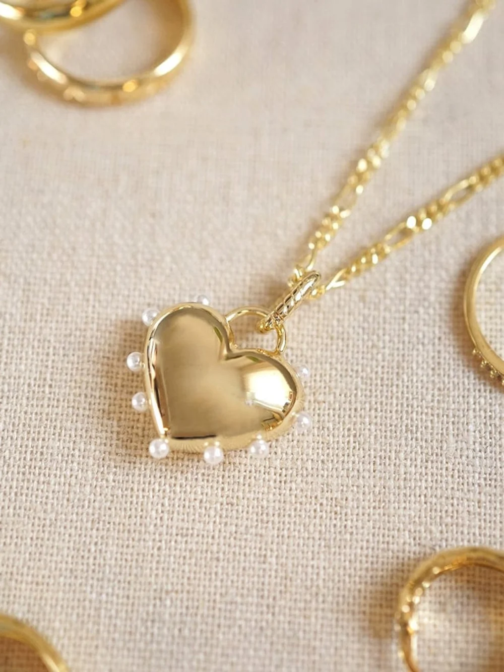 Daisy London Shrimps Chubby Heart Necklace 18ct Gold Plate, view 2