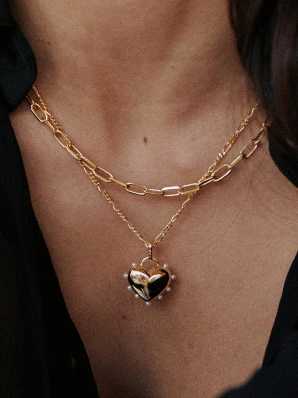 Daisy London Shrimps Chubby Heart Necklace 18ct Gold Plate, view 3
