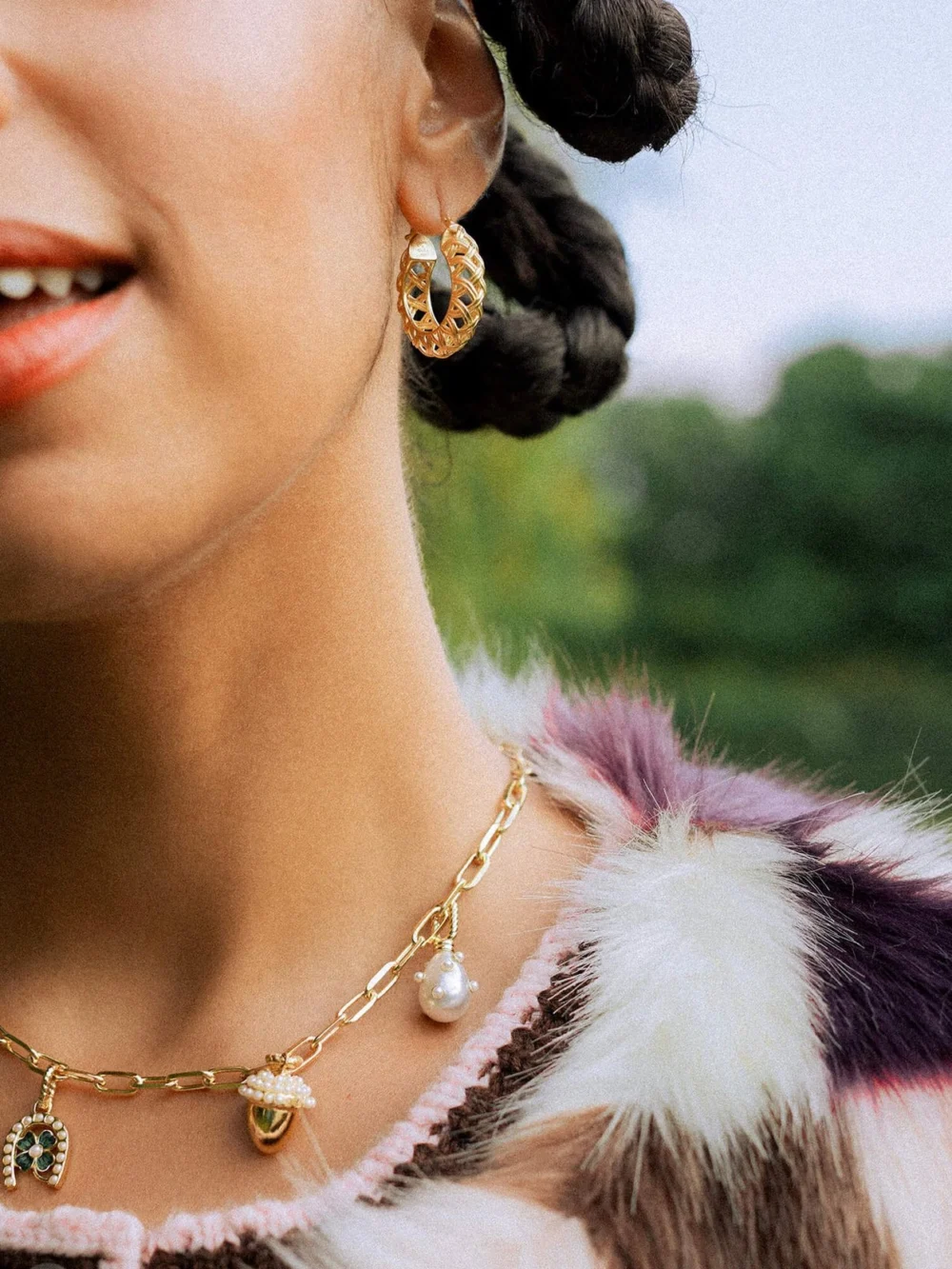 Daisy London Shrimps Chunky Chain Necklace 18ct Gold Plate, view 2