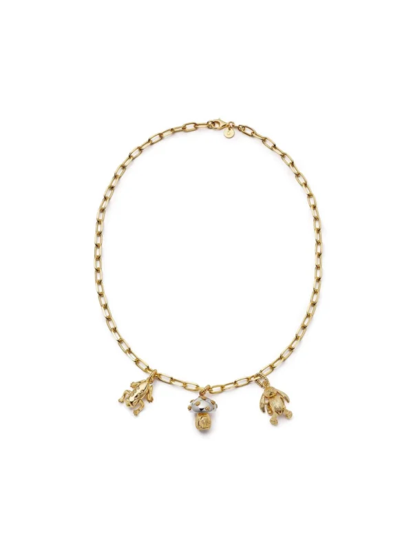 Daisy London Shrimps Chunky Charm Necklace Layering Set 18ct Gold Plate
