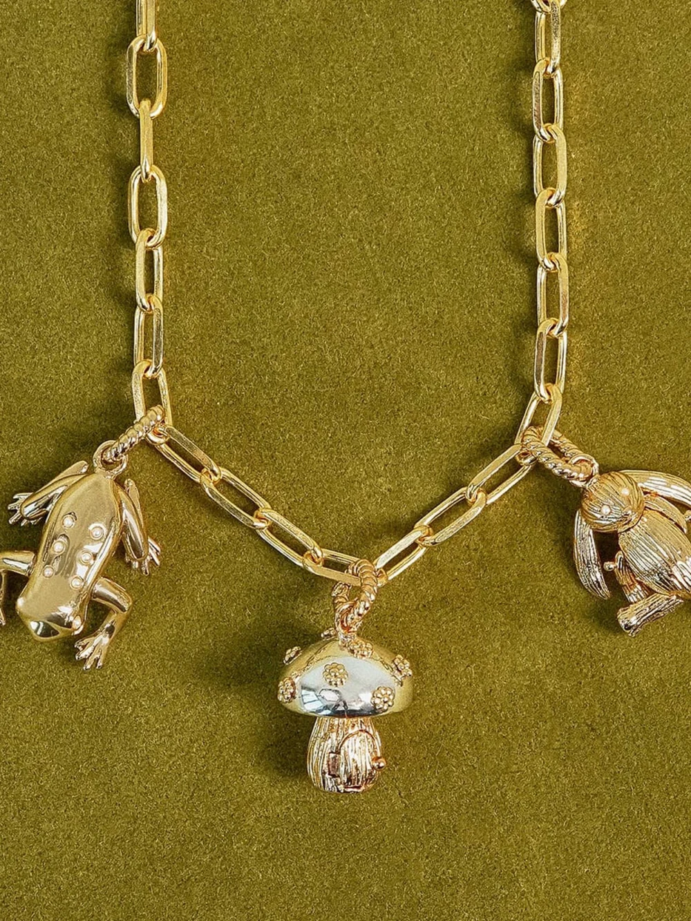 Daisy London Shrimps Chunky Charm Necklace Layering Set 18ct Gold Plate, view 5
