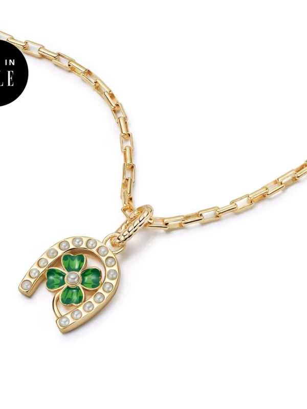 Daisy London Shrimps Clover Charm Necklace 18ct Gold Plate