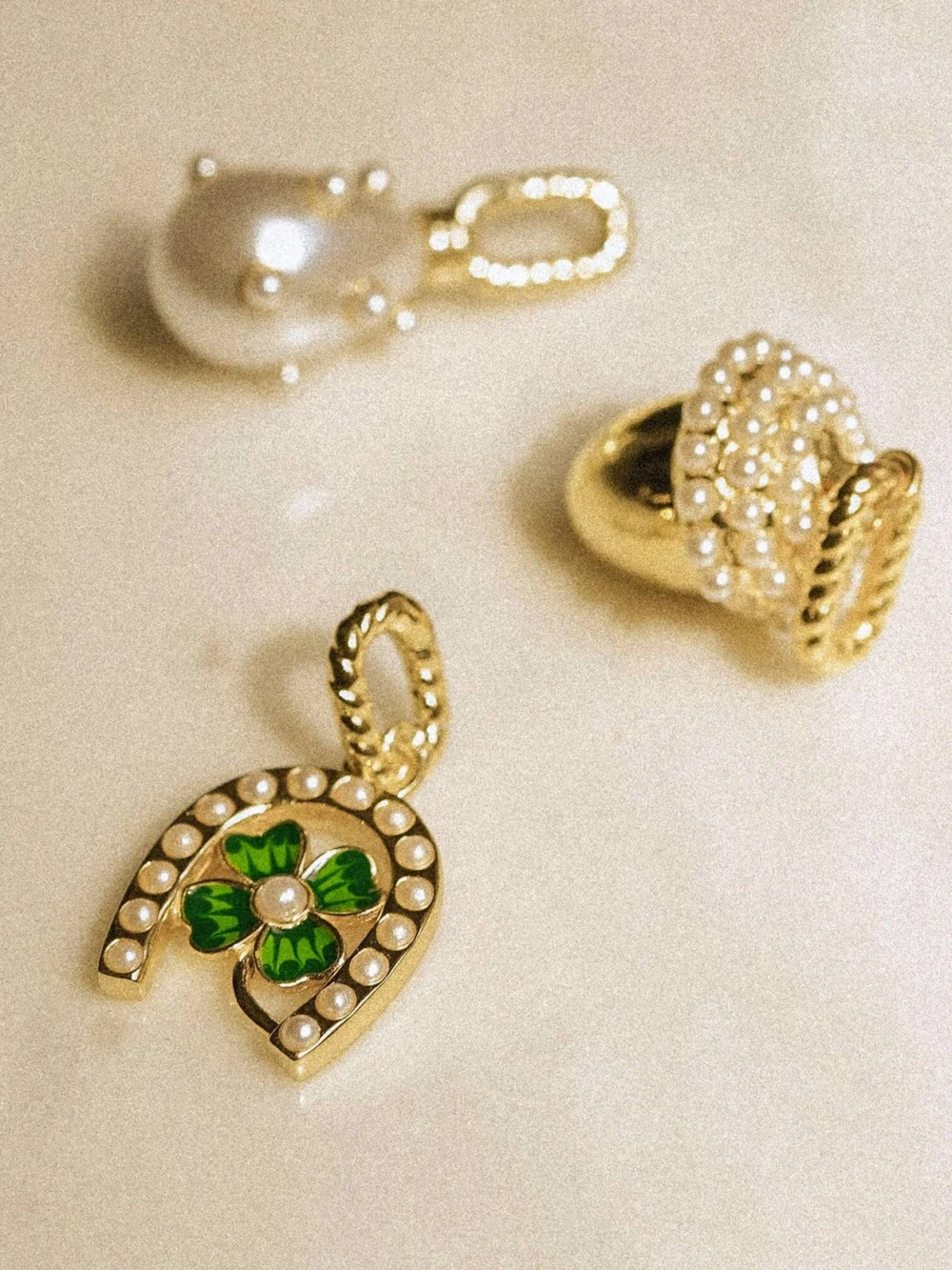 Daisy London Shrimps Clover Charm Pendant 18ct Gold Plate, view 4