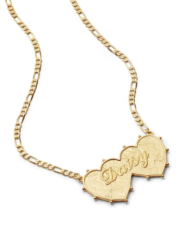 Daisy London Shrimps 'Daisy' Double Heart Necklace 18ct Gold Plate