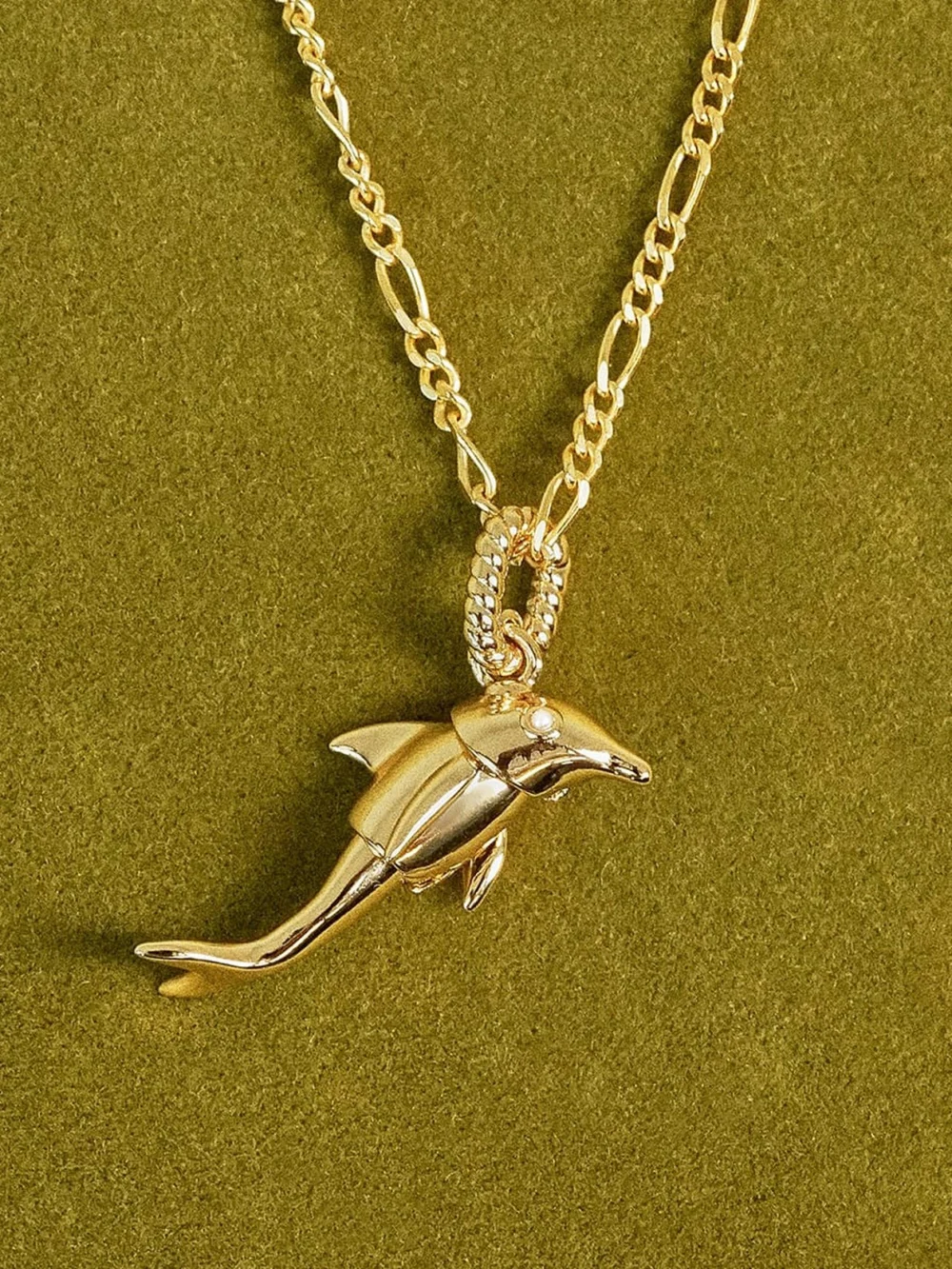 Daisy London Shrimps Dolphin Charm Necklace 18ct Gold Plate, view 3