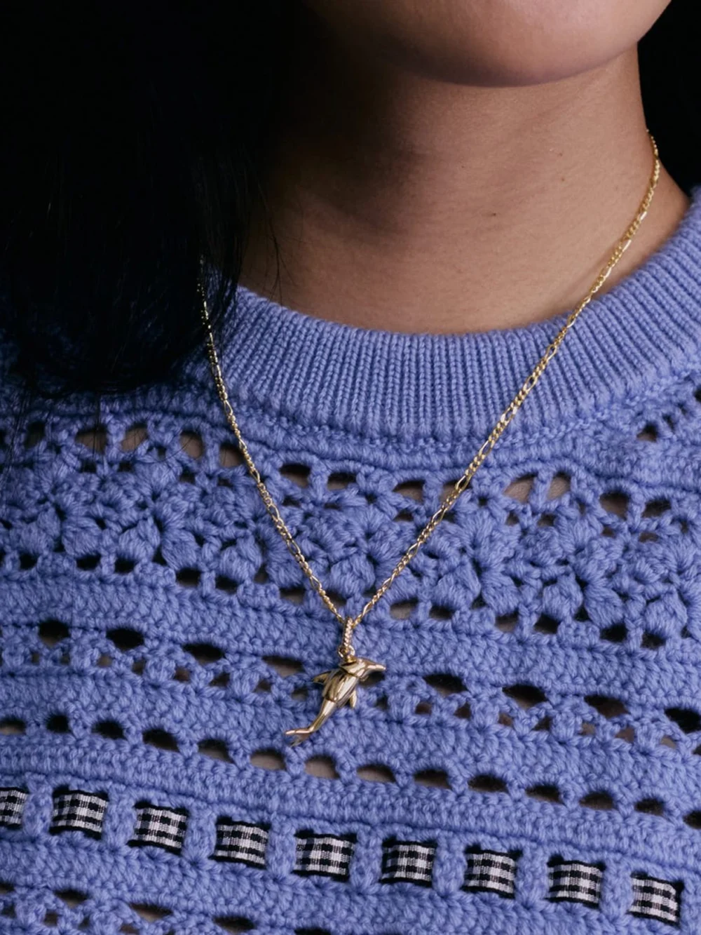 Daisy London Shrimps Dolphin Charm Necklace 18ct Gold Plate, view 6