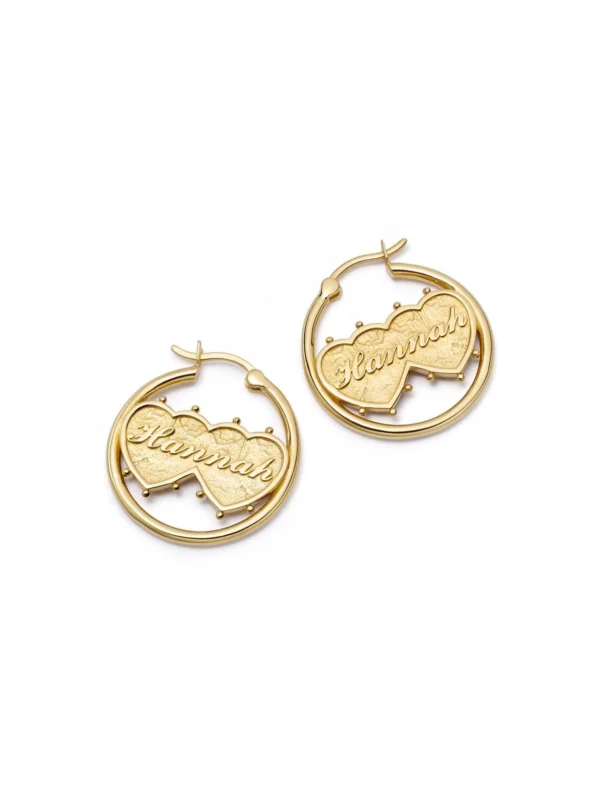 Daisy London Shrimps Double Heart Earrings 18ct Gold Plate