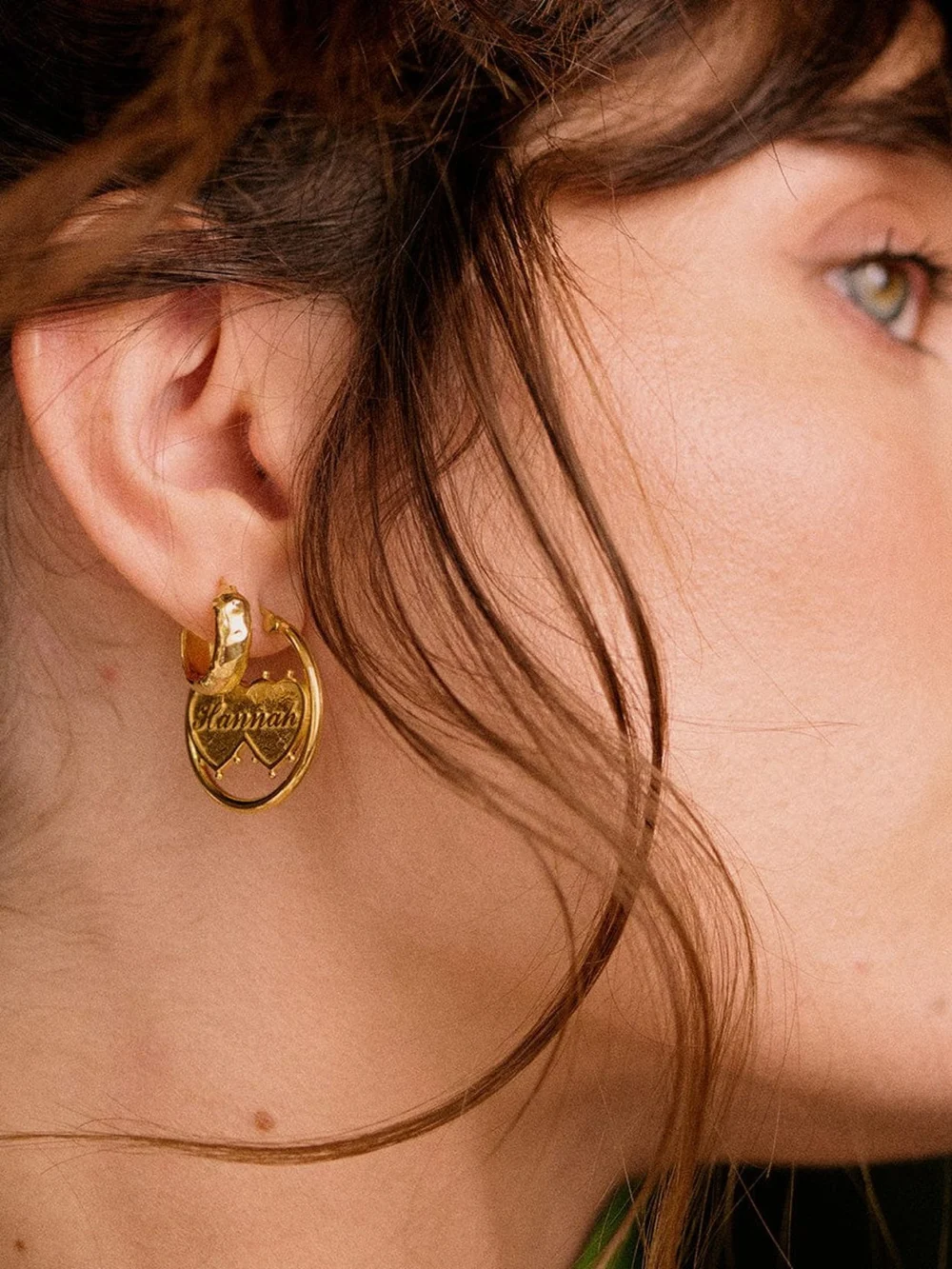 Daisy London Shrimps Double Heart Earrings 18ct Gold Plate, view 5