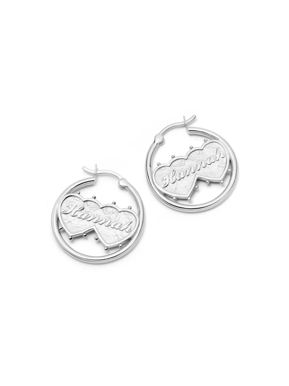 Daisy London Shrimps Double Heart Earrings Sterling Silver