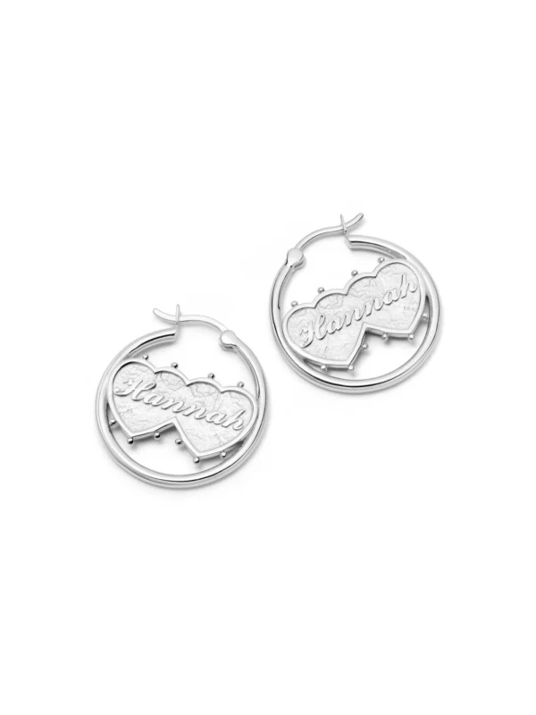 Daisy London Shrimps Double Heart Earrings Sterling Silver