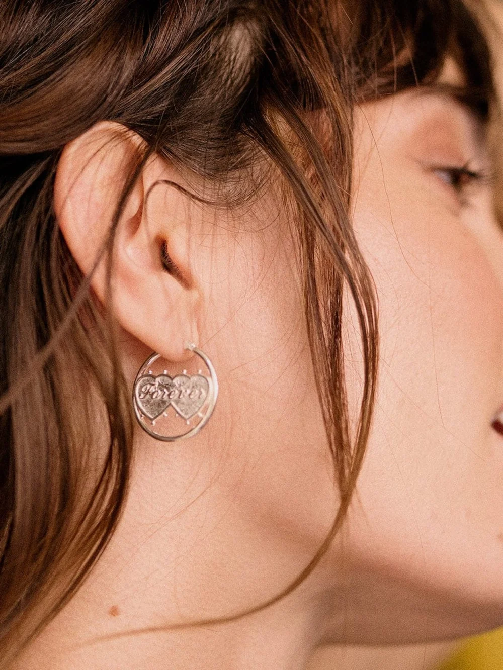 Daisy London Shrimps Double Heart Earrings Sterling Silver, view 6