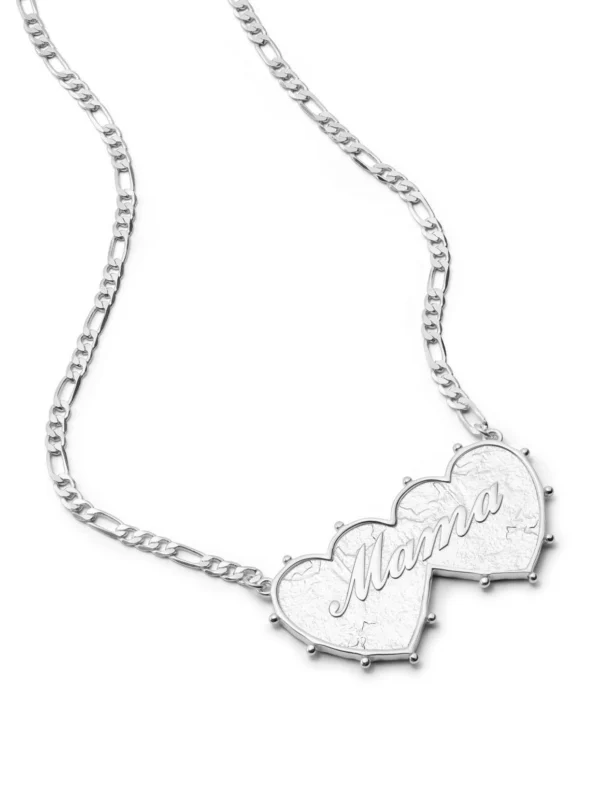 Daisy London Shrimps Double Heart Necklace Silver Plate