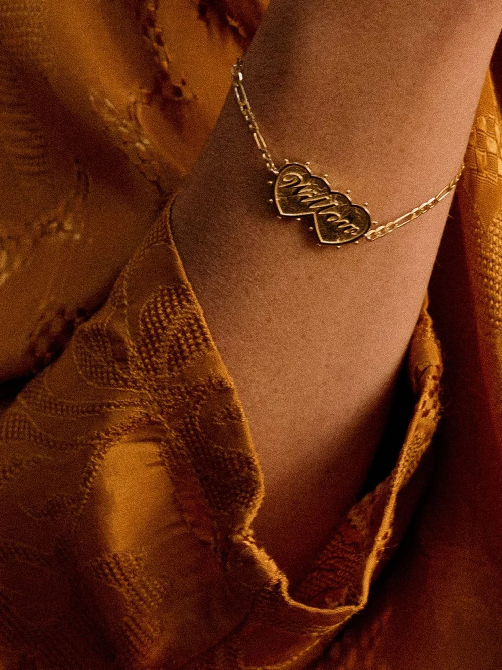 Daisy London Shrimps Double Heart Personalised Bracelet 18ct Gold Plate, view 3