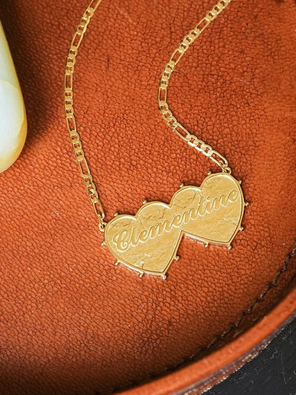 Daisy London Shrimps Double Heart Personalised Necklace 18ct Gold Plate, view 5