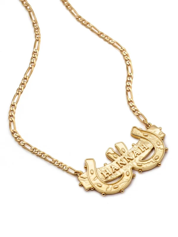 Daisy London Shrimps Double Horseshoe Personalised Necklace 18ct Gold Plate