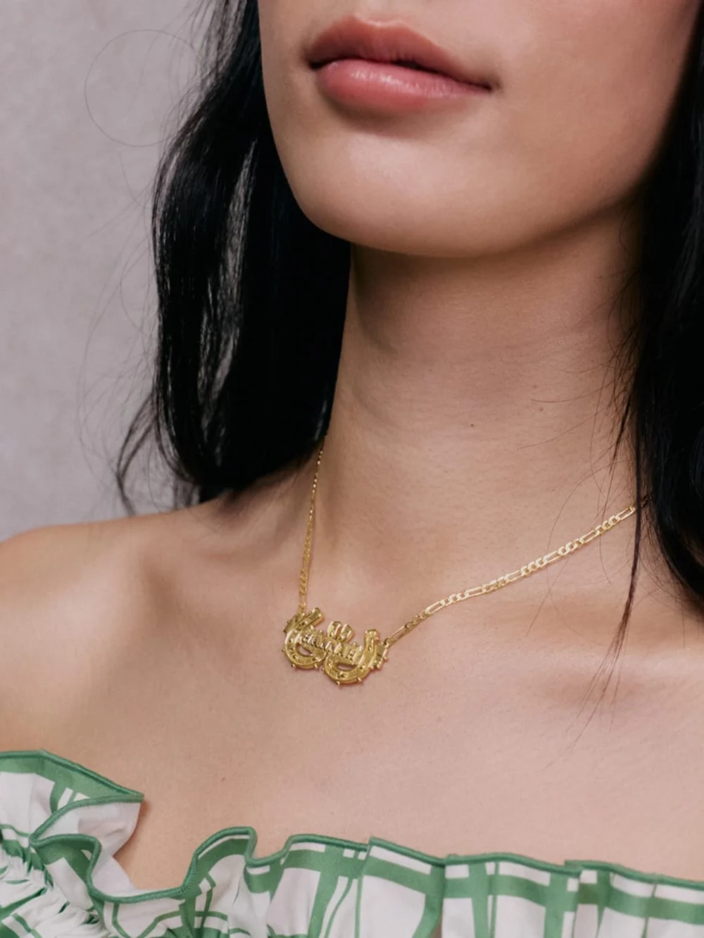 Daisy London Shrimps Double Horseshoe Personalised Necklace 18ct Gold Plate, view 4