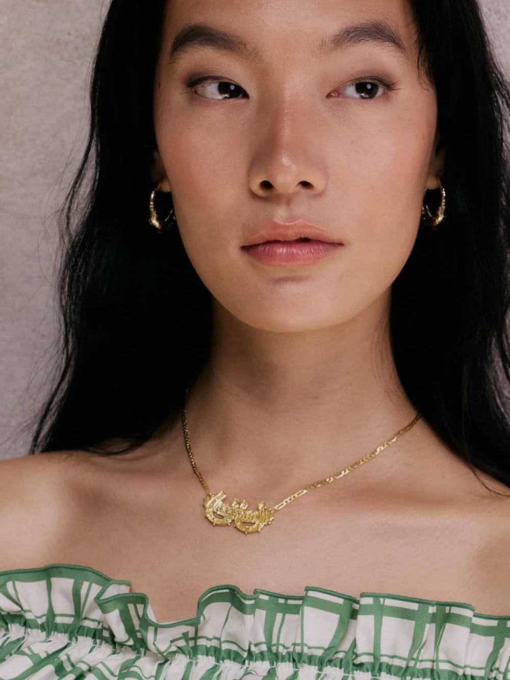 Daisy London Shrimps Double Horseshoe Personalised Necklace 18ct Gold Plate, view 6