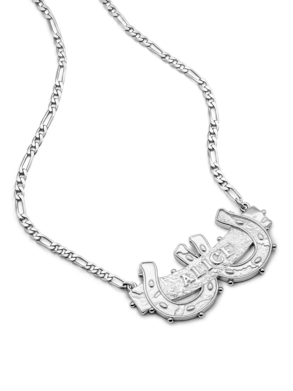 Daisy London Shrimps Double Horseshoe Personalised Necklace Silver Plate