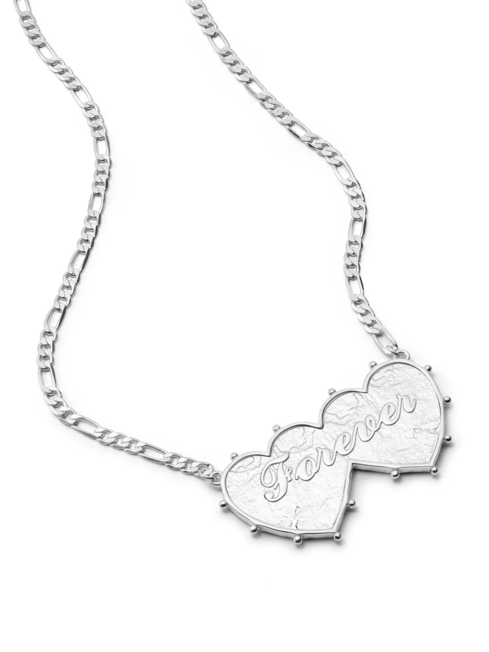 Daisy London Shrimps 'Forever' Double Heart Necklace Silver Plate
