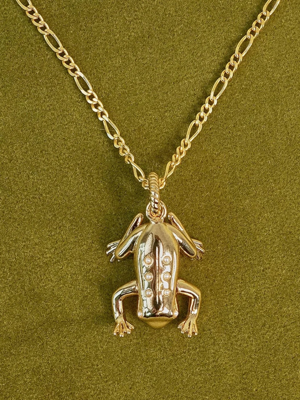 Daisy London Shrimps Frog Charm Necklace 18ct Gold Plate, view 2