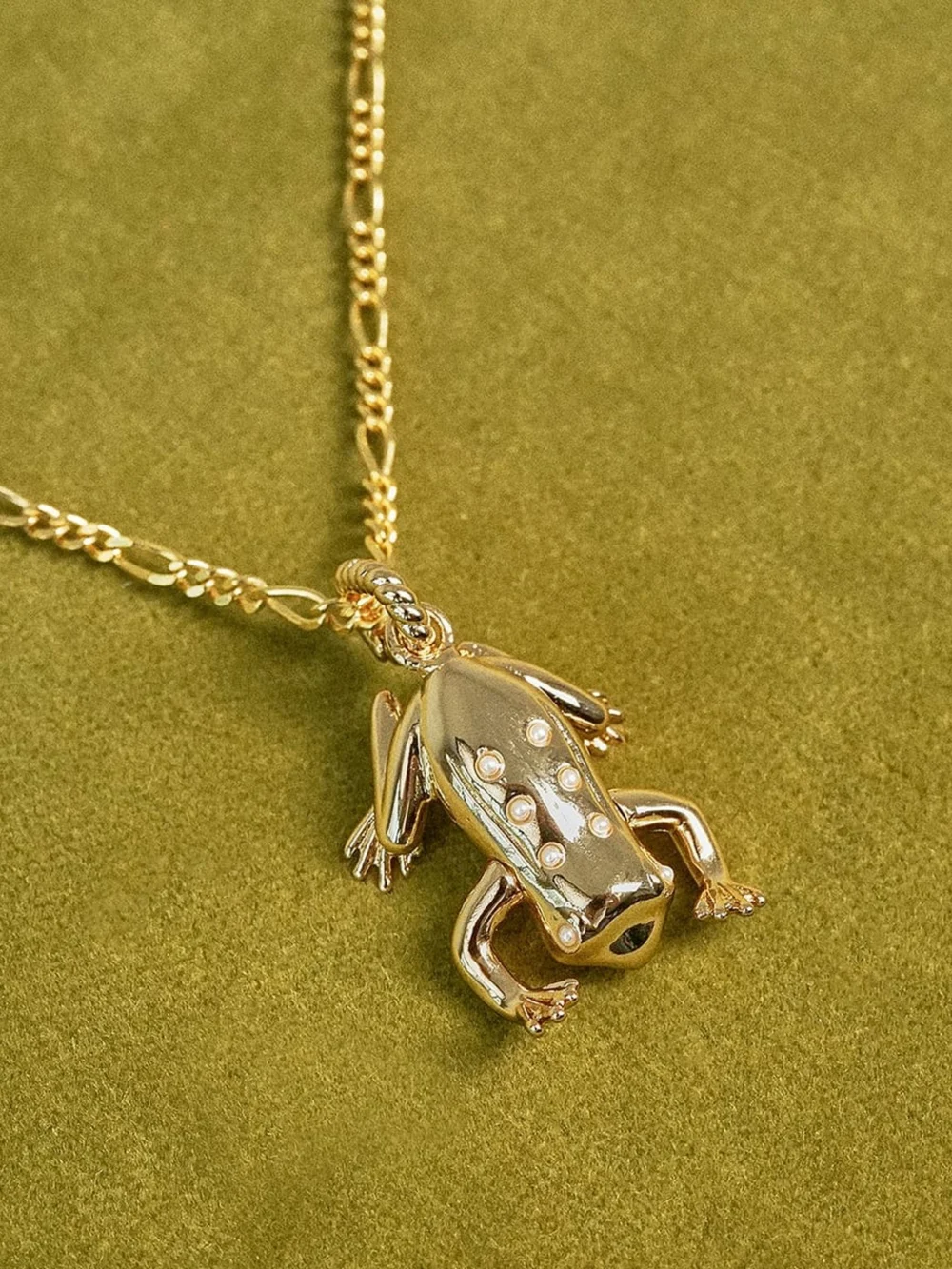 Daisy London Shrimps Frog Charm Necklace 18ct Gold Plate, view 4