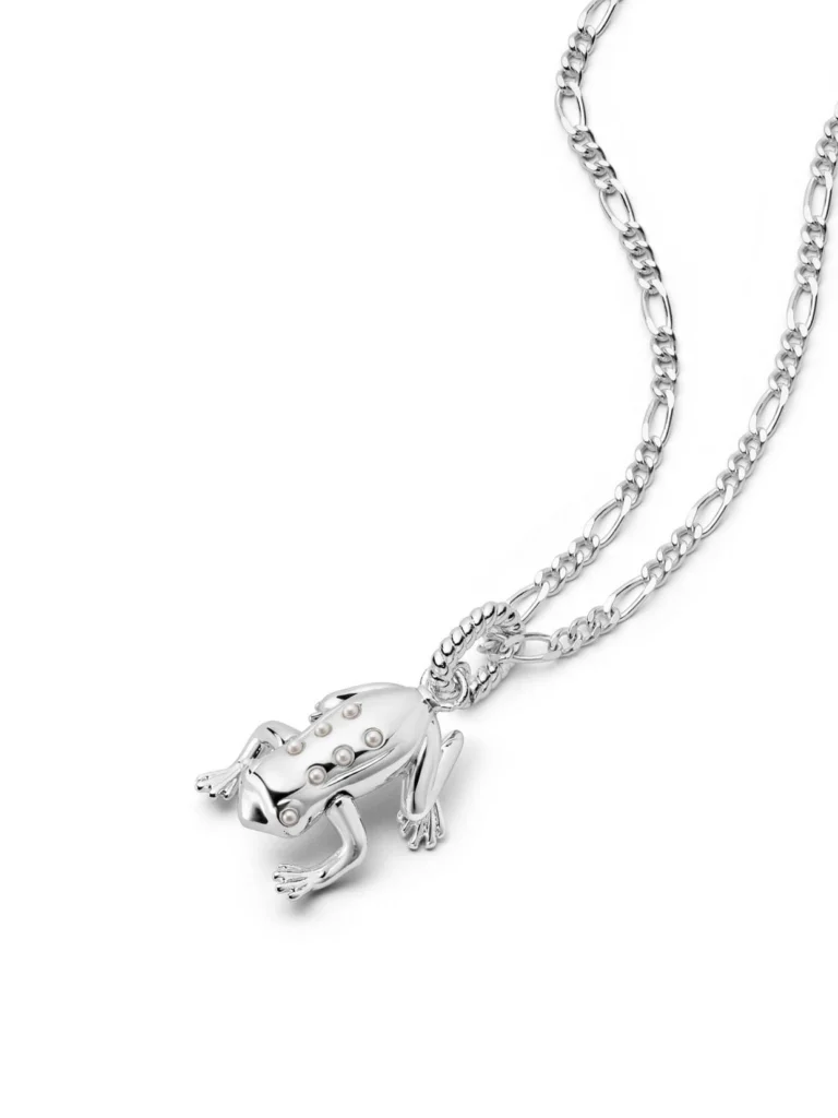 Daisy London Shrimps Frog Charm Necklace Silver Plate
