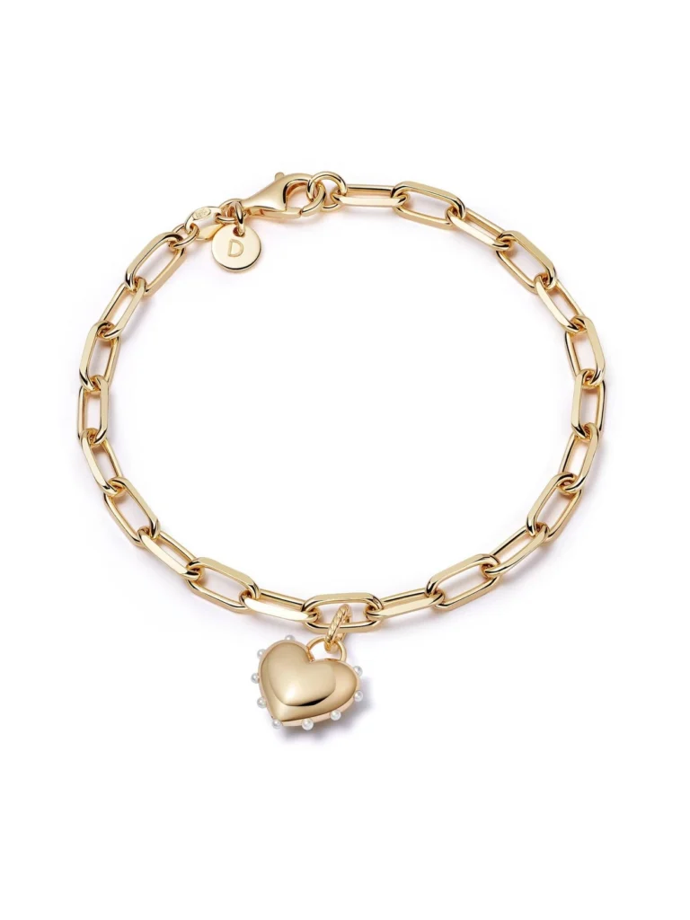 Daisy London Shrimps Heart Charm Bracelet 18ct Gold Plate