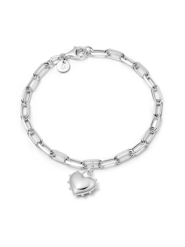 Daisy London Shrimps Heart Charm Bracelet Sterling Silver