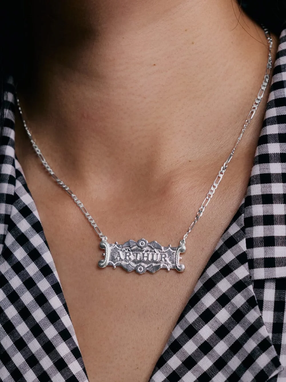 Daisy London Shrimps Ivy Personalised Necklace Silver Plate, view 2
