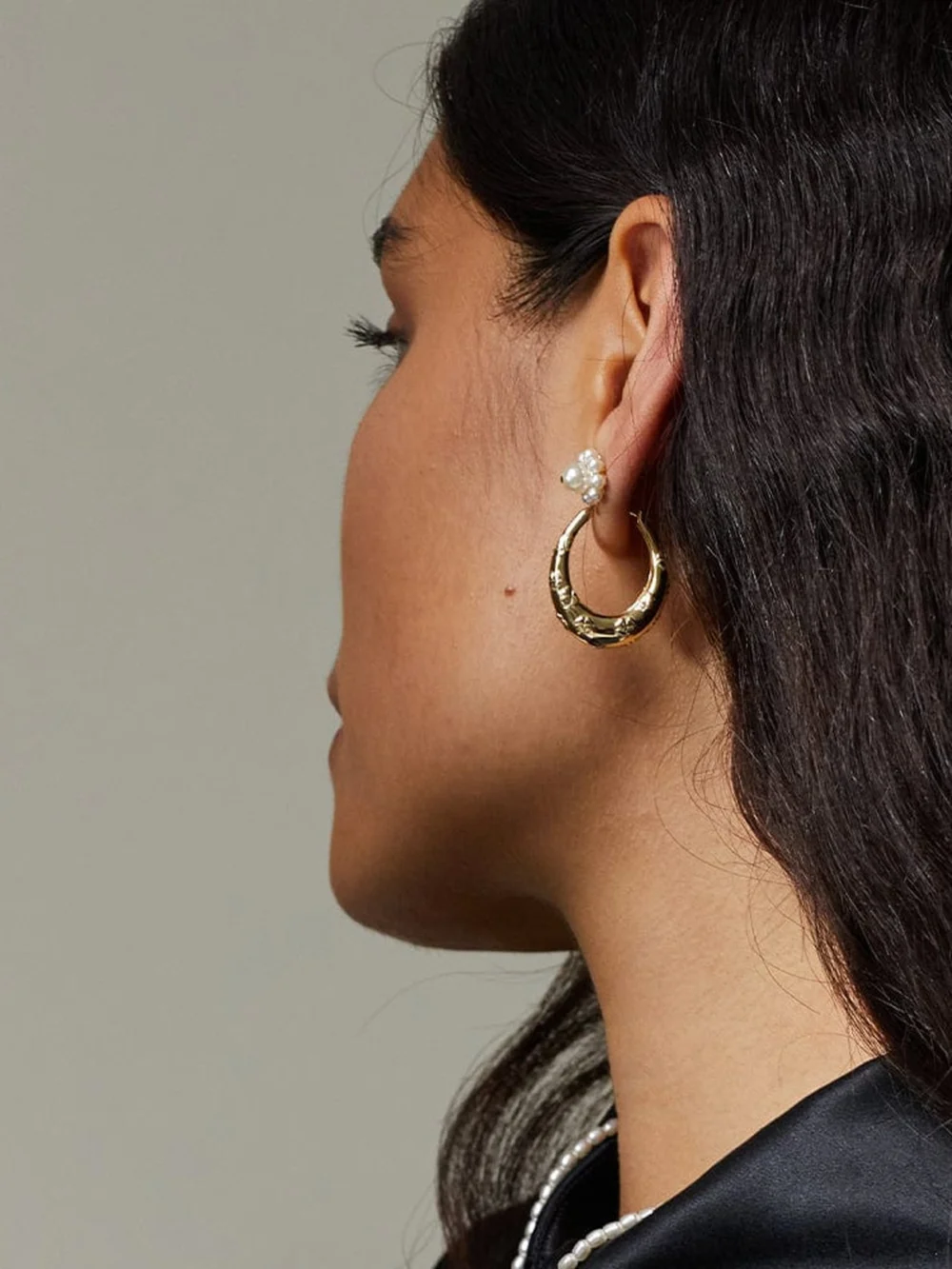 Daisy London Shrimps Lucky Horseshoe Hoop Earrings 18ct Gold Plate, view 2