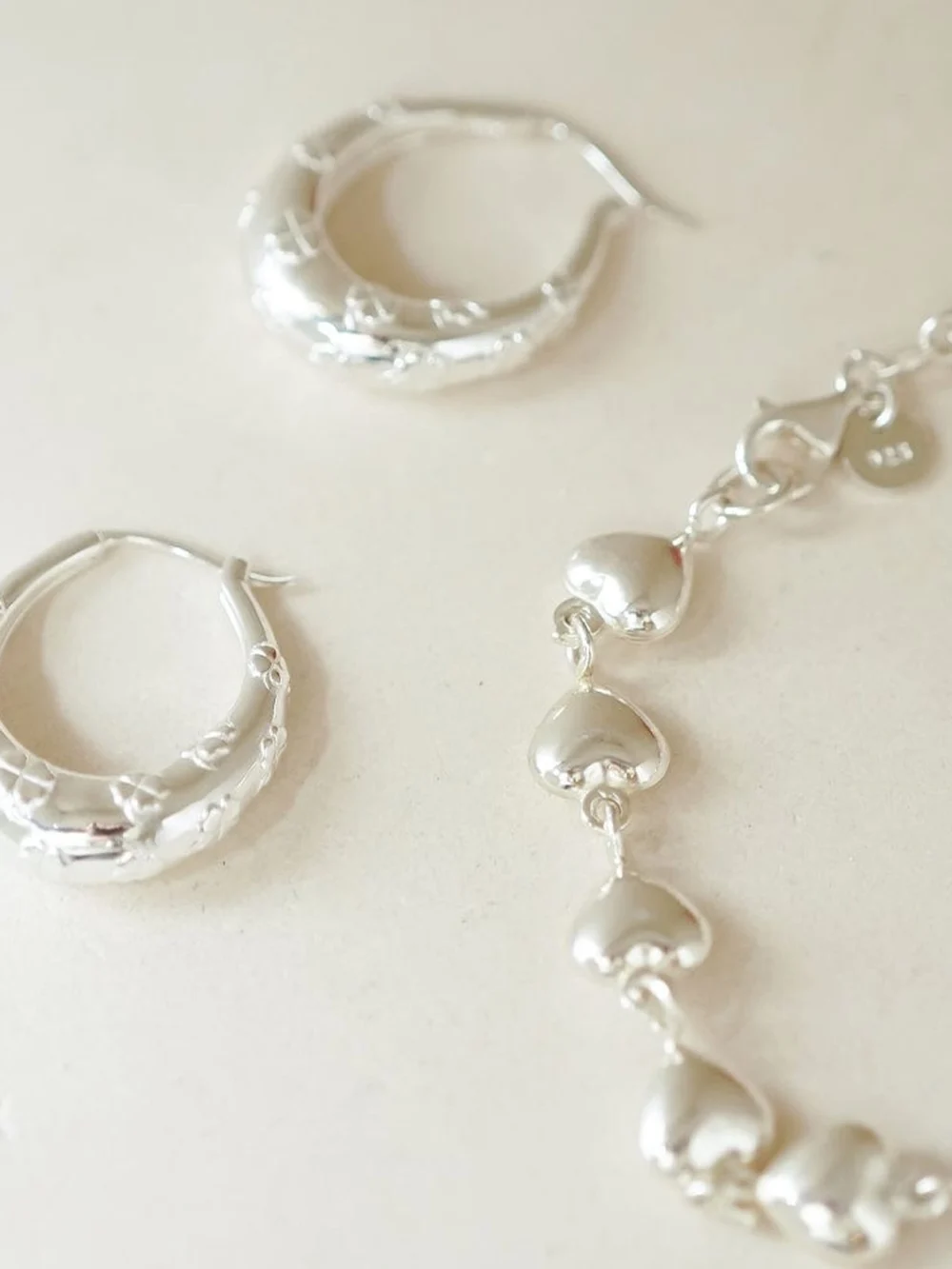 Daisy London Shrimps Lucky Horseshoe Hoop Earrings Sterling Silver, view 3
