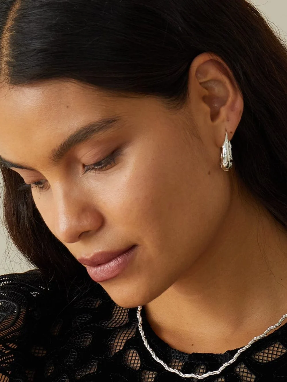 Daisy London Shrimps Lucky Horseshoe Hoop Earrings Sterling Silver, view 5