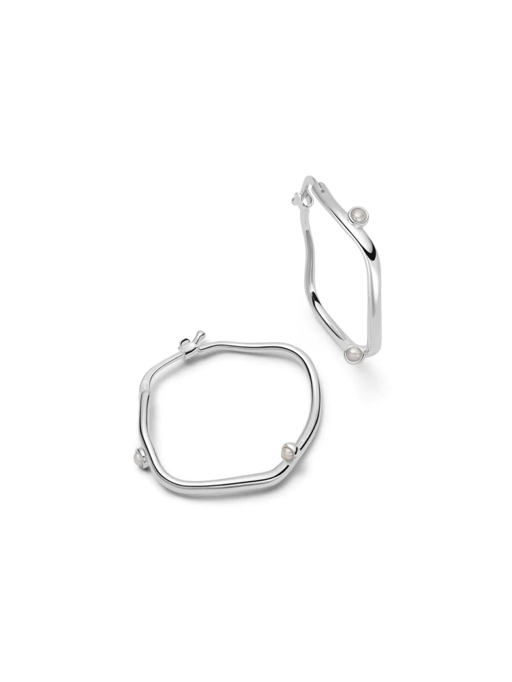Daisy London Shrimps Organic Pearl Hoop Earrings Sterling Silver