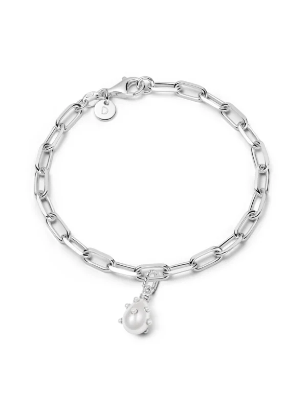 Daisy London Shrimps Pearl Charm Bracelet Sterling Silver