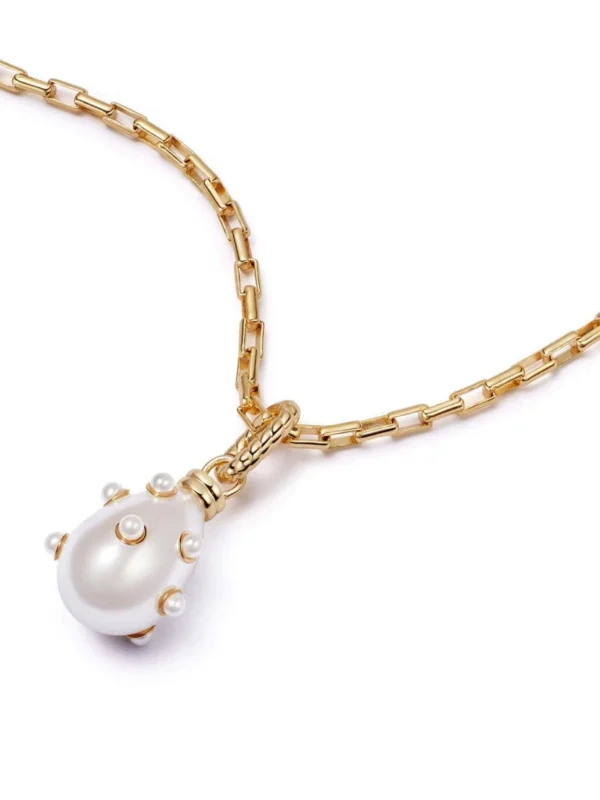 Daisy London Shrimps Pearl Charm Necklace 18ct Gold Plate
