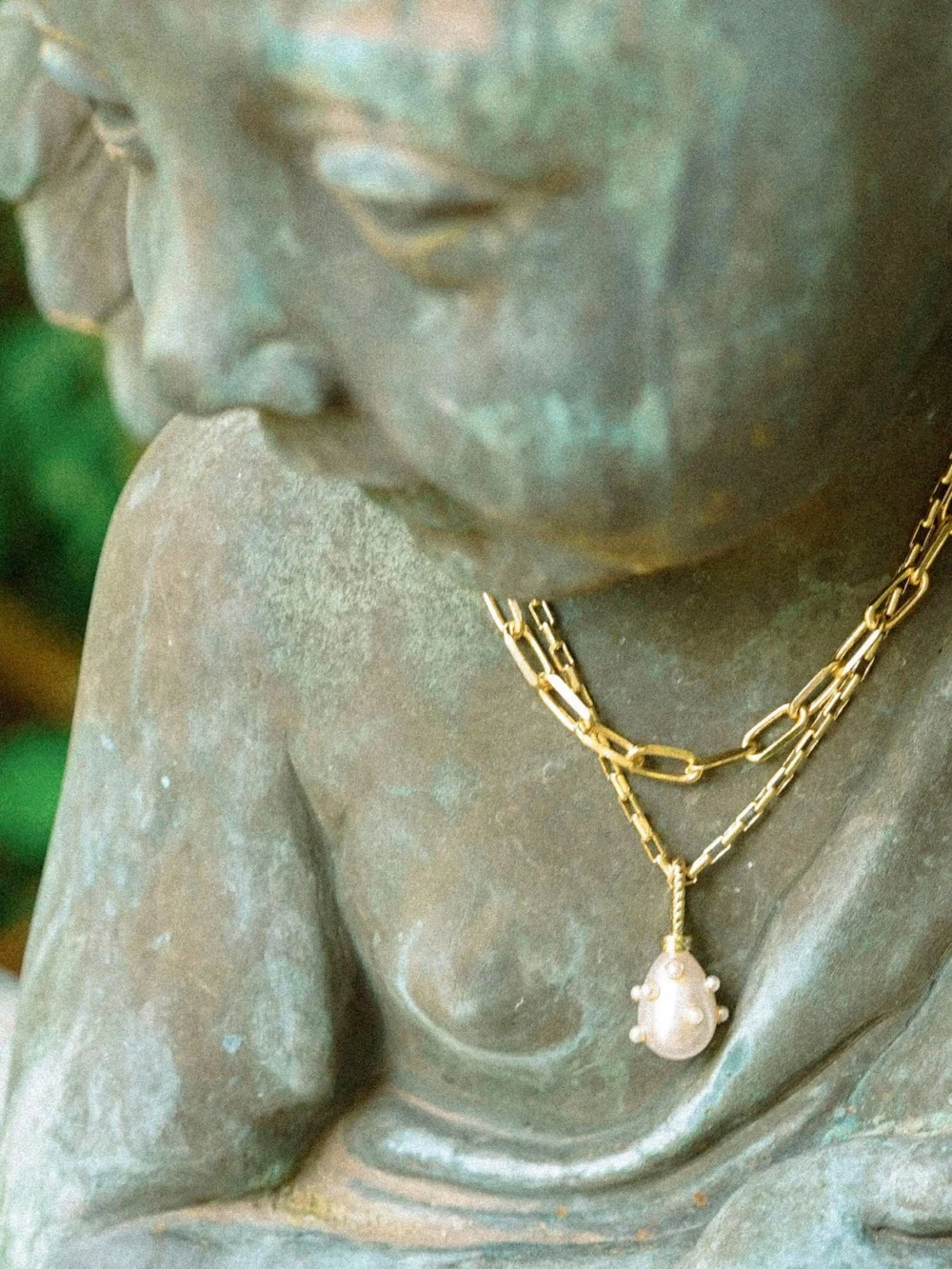 Daisy London Shrimps Pearl Charm Necklace 18ct Gold Plate, view 3