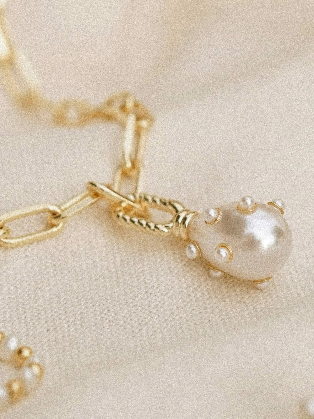 Daisy London Shrimps Pearl Charm Pendant 18ct Gold Plate, view 4