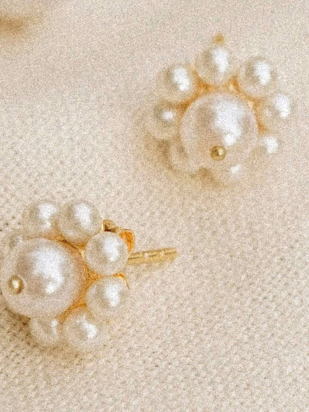 Daisy London Shrimps Pearl Flower Stud Earrings 18ct Gold Plate, view 4