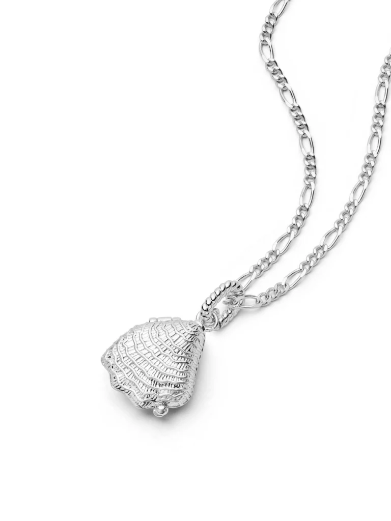 Daisy London Shrimps Shell Locket Charm Necklace Silver Plate