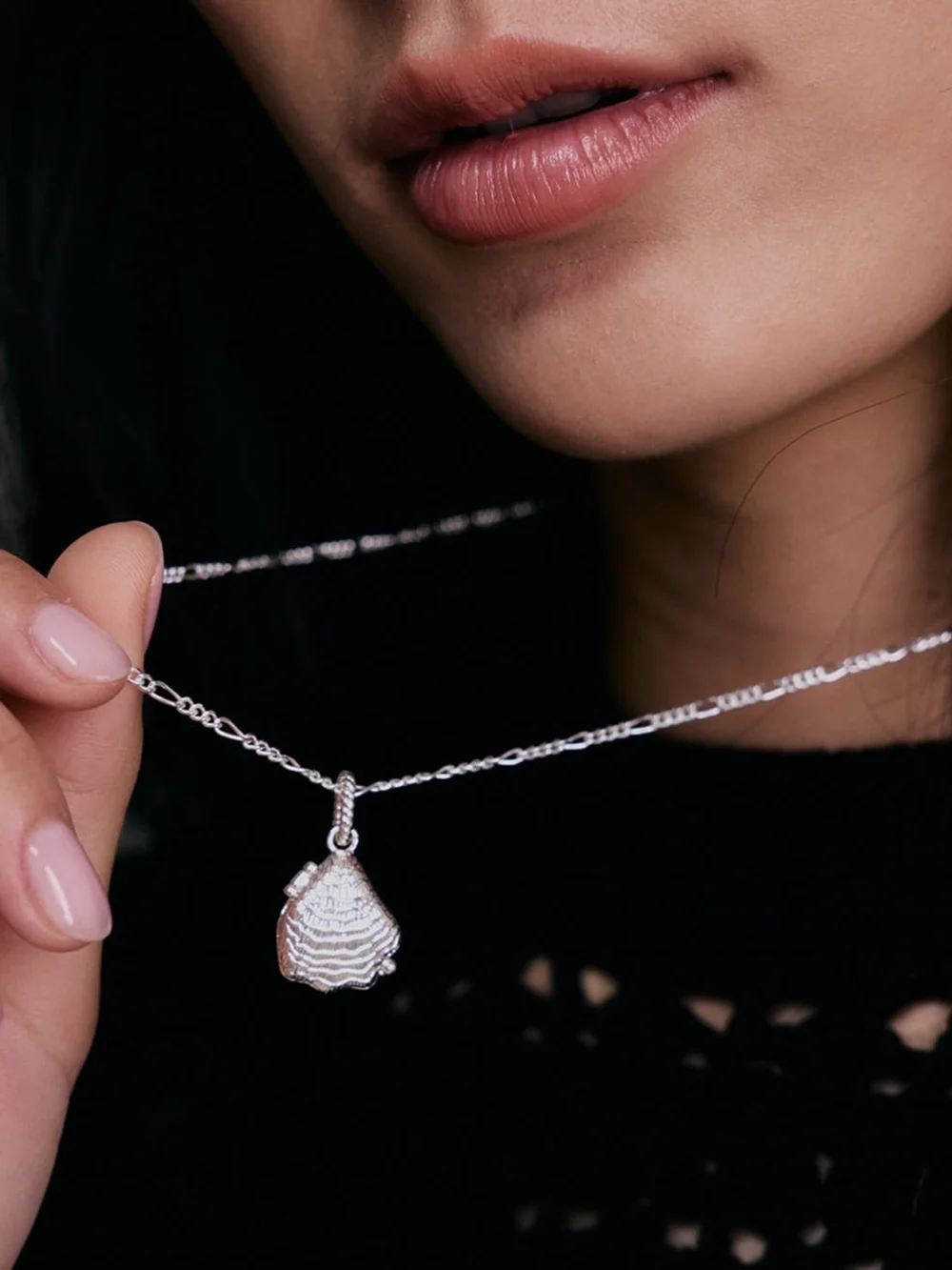 Daisy London Shrimps Shell Locket Charm Necklace Silver Plate, view 3