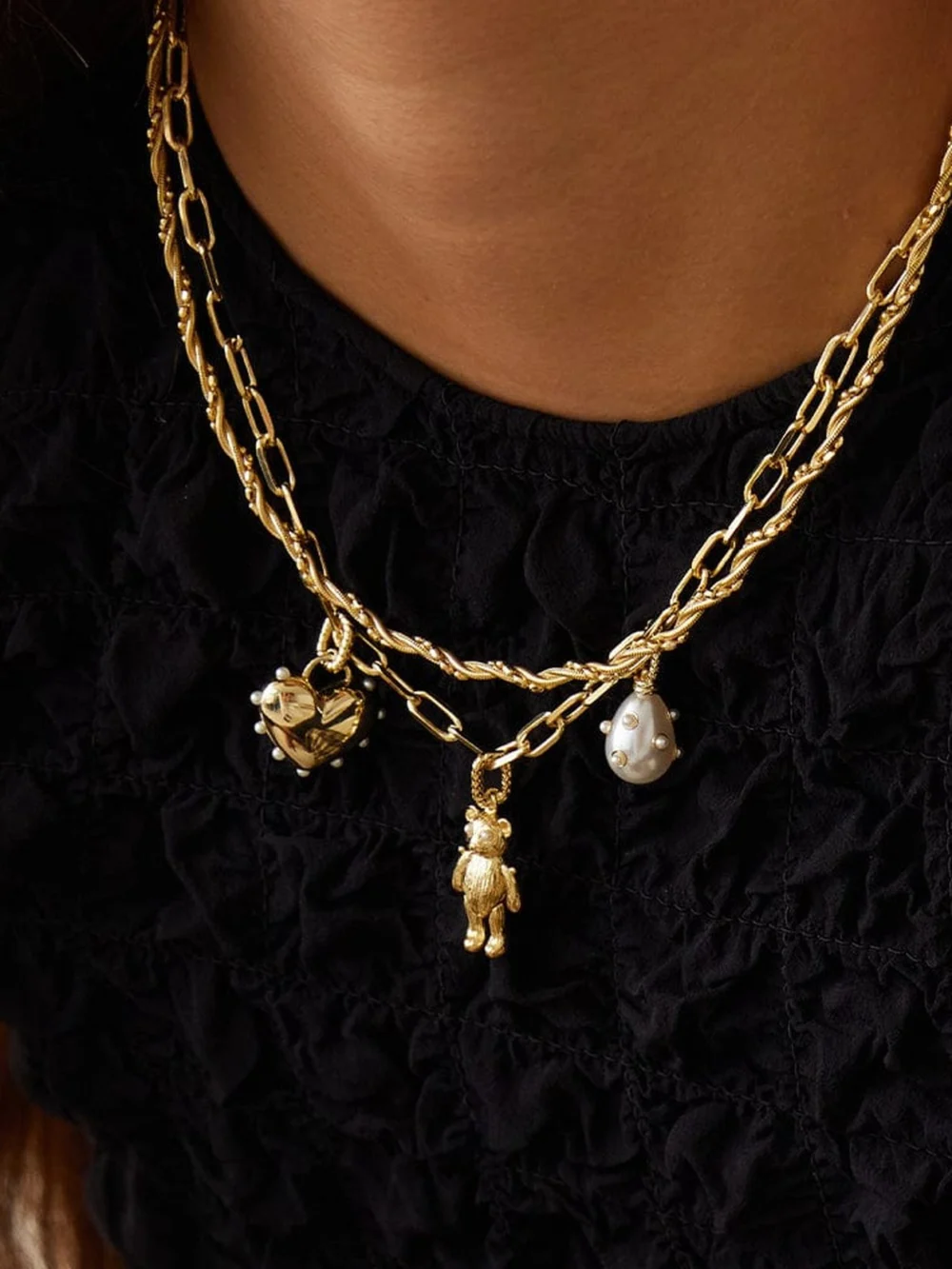 Daisy London Shrimps Teddy Bear Charm 18ct Gold Plate, view 2